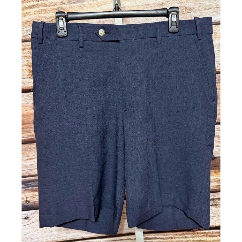 Berle Microfiber Dress Shorts Smokey Blue Size 34 New 9” Inseam
